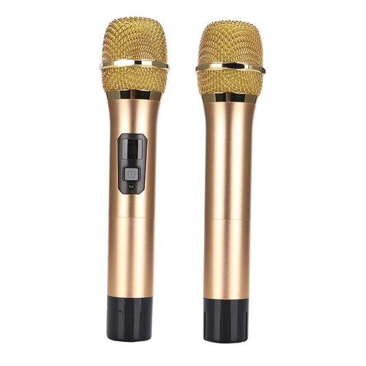 Micrófono Inalámbrico Dual Recargable UHF con Mini Receptor Bluetooth para Negocios, Iglesia y Hogar