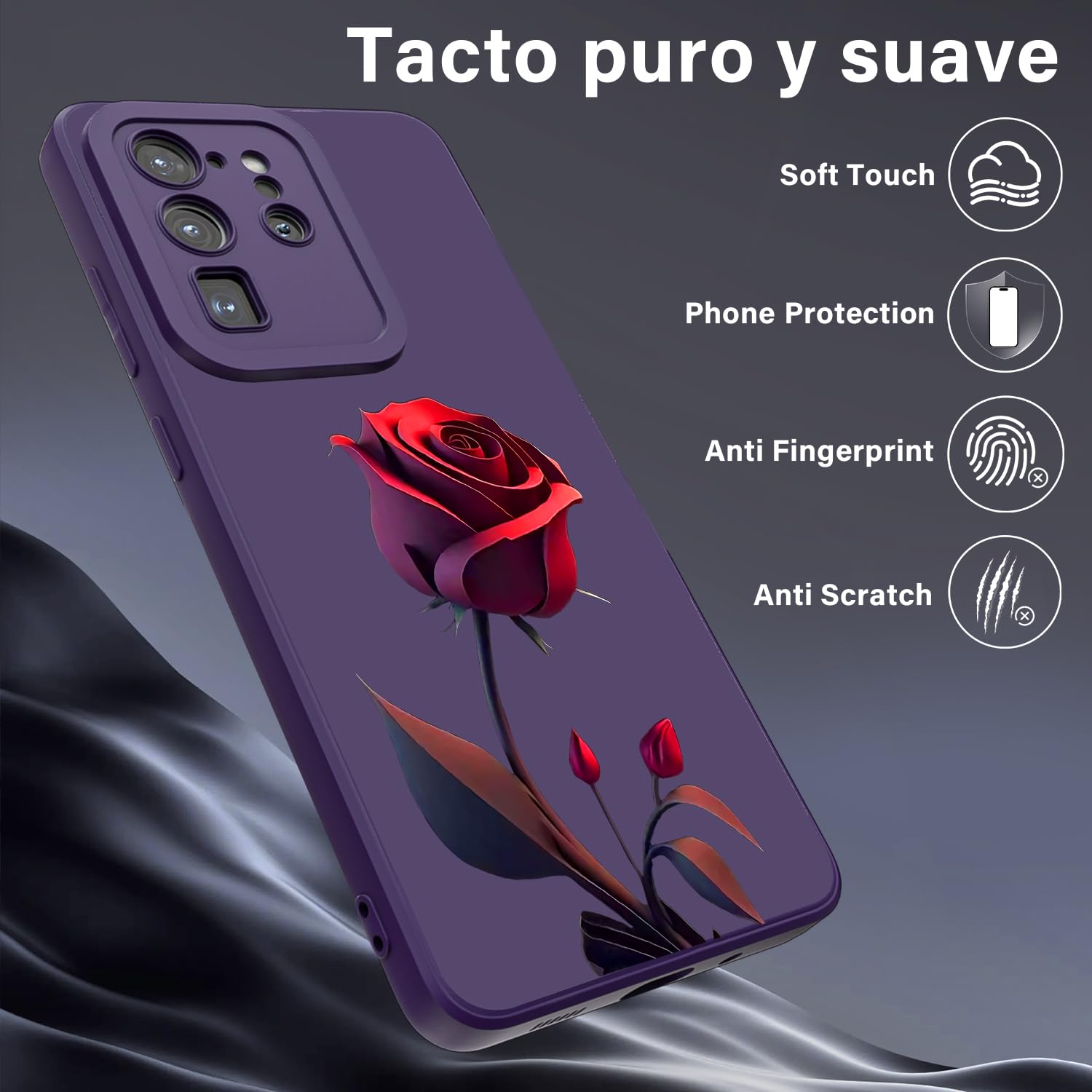 Threehao Funda para Samsung Galaxy S20 Ultra Case Uso Rudo, Ultra Delgado Flexible Silicona Púrpura Carcasa con Aesthetic Dibujos Flores, Antigolpes Anti-arañazos Protectora
