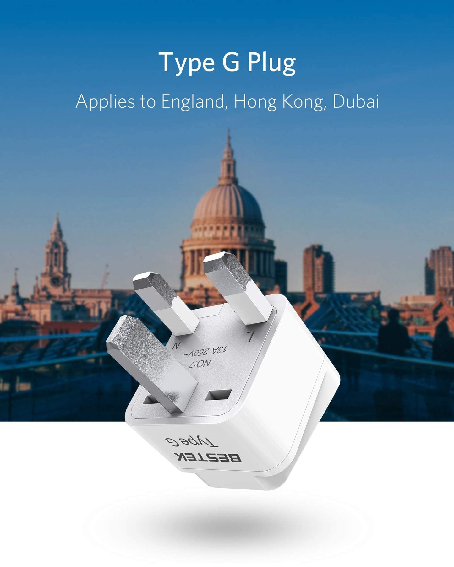 BESTEK® [3 artículos contenidos Clavija adaptadora de Americano a Reino Unido Adaptador Universal de contactos eléctricos.(Type UK)