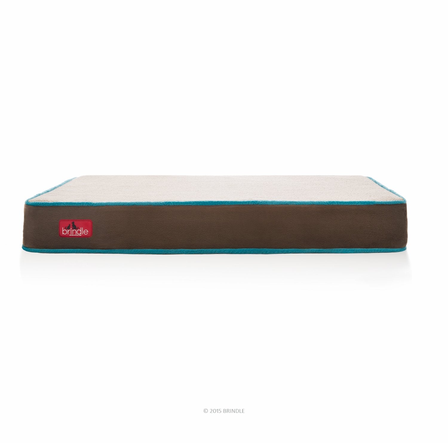 Brindle Cama para Perro ortopédica de Memory Foam de 10 cm Cubierta de velvetón extraíble con Lino Impermeable, tamaño Grande, Color Azul/Moca, 117 x 71 cm