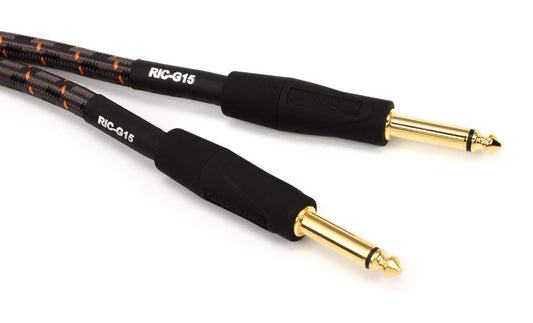 Cable Roland serie Gold instrumento 2 conectores plug TR 6.3mm chapa de oro 24K 4.5 mts.