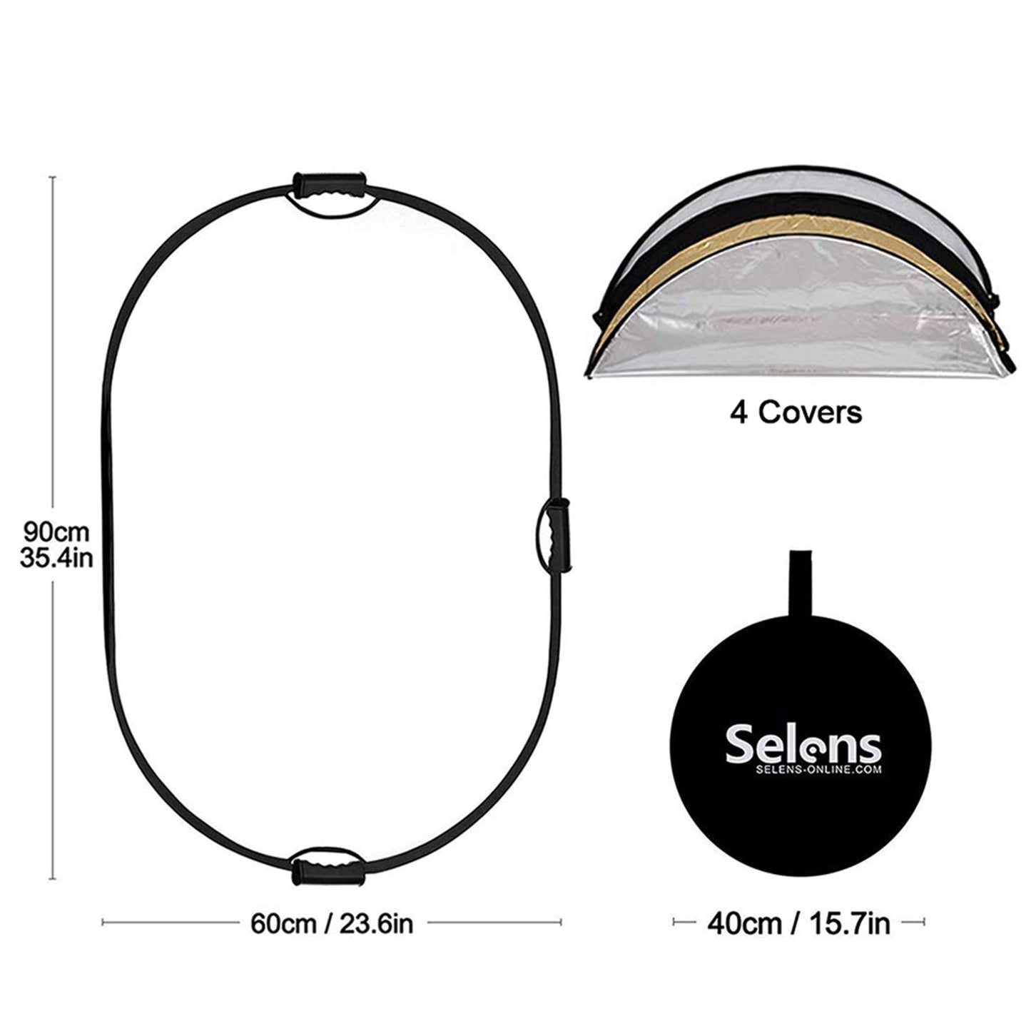 Selens 5-in-1 24x36 inch Oval Reflector with Handle for Photography Photo Studio Lighting & Outdoor Lighting