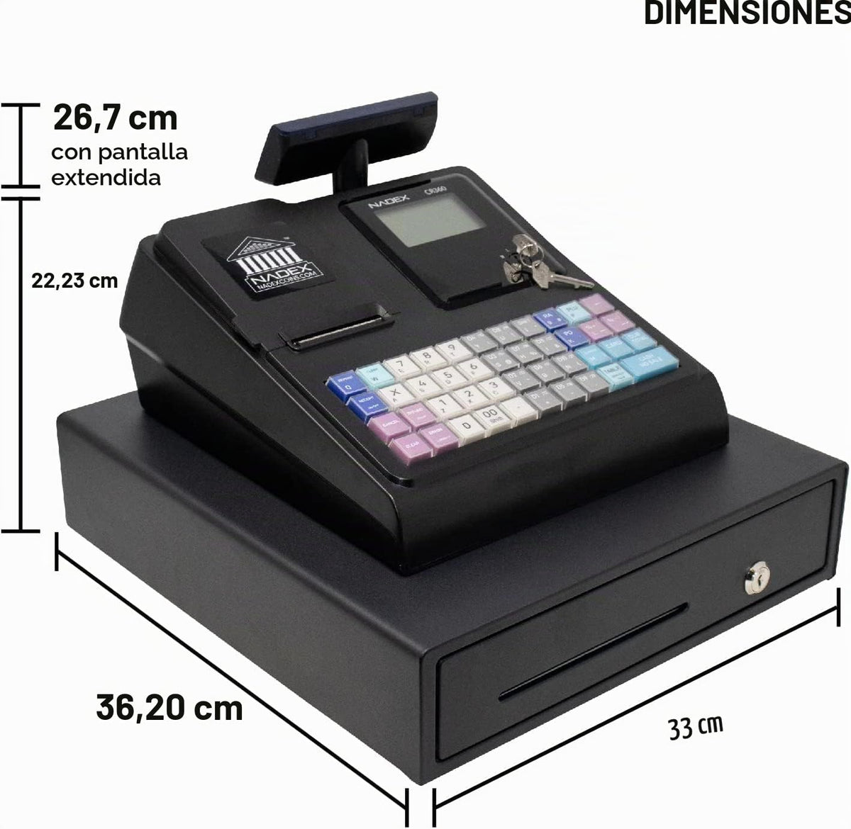 Caja Registradora Nadex CR360 Negro Impresora Térmica y Tamaño Compacto