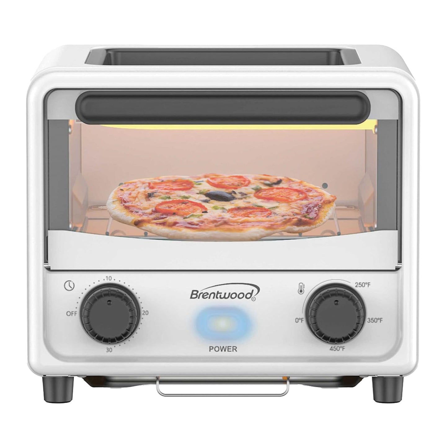 BRENTWOOD TS-3430W Mini horno tostador de acero inoxidable de 500 W, 3 litros, blanco