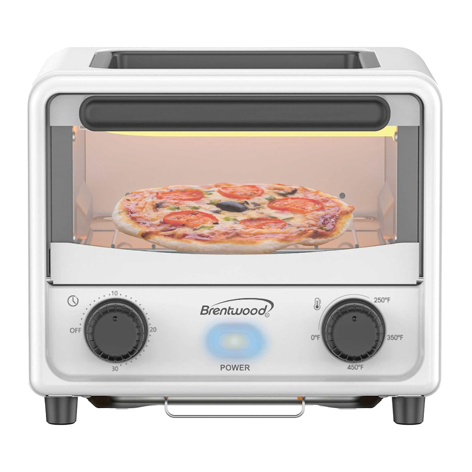 BRENTWOOD TS-3430W Mini horno tostador de acero inoxidable de 500 W, 3 litros, blanco