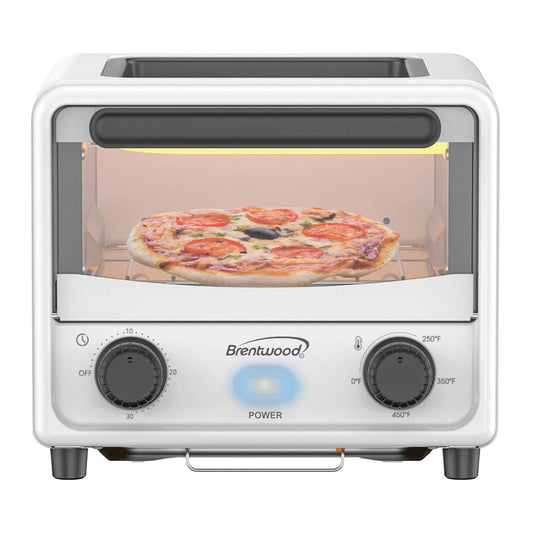 BRENTWOOD TS-3430W Mini horno tostador de acero inoxidable de 500 W, 3 litros, blanco