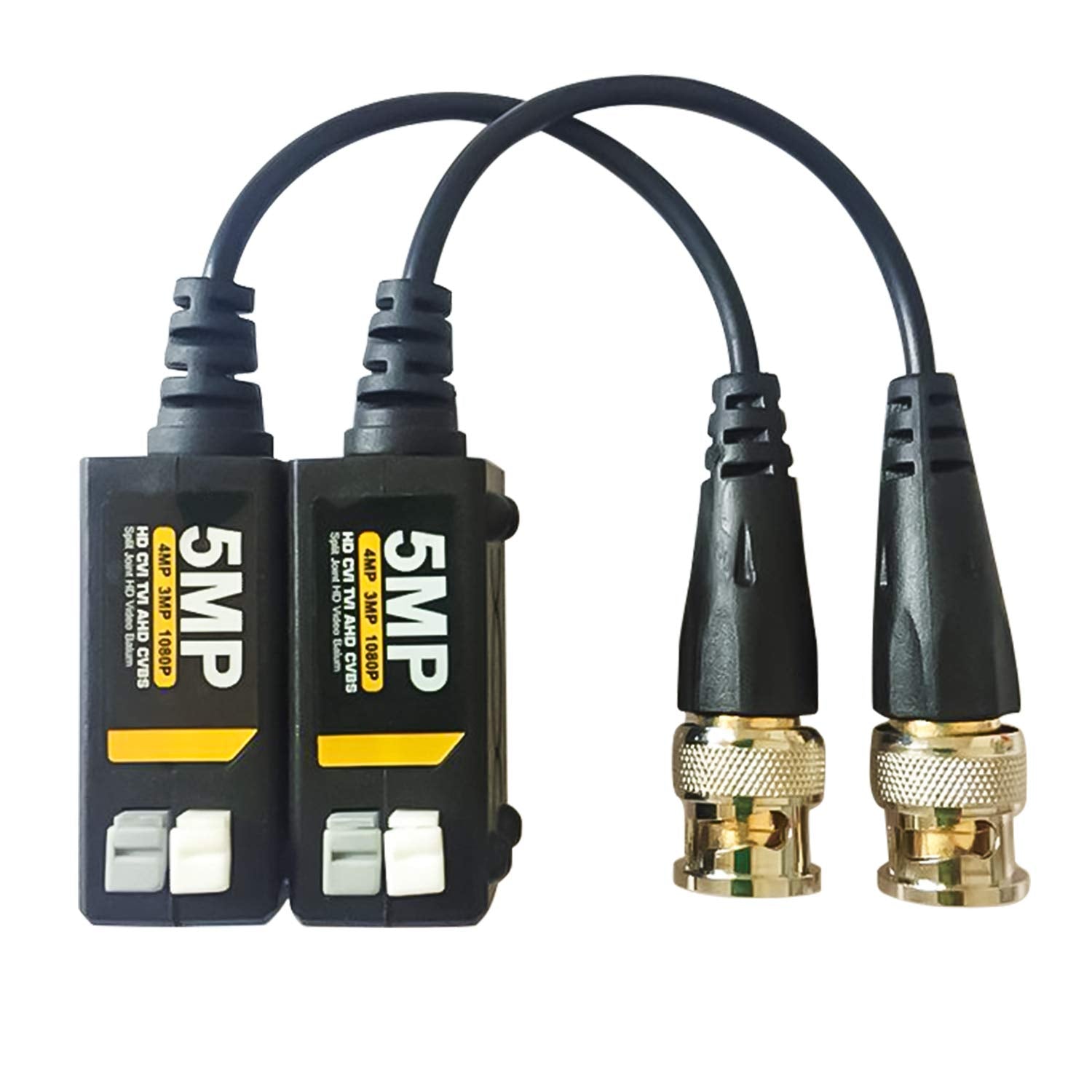 EVERSECU 5 pares de transmisores de video BNC HD pasivos Balun 5MP para conectores de cable AHD/TVI/CVI/CVBS para cámaras de seguridad CCTV de 720P/960P/1080P/3MP/5MP
