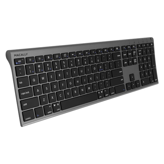 Teclado Bluetooth Macally Plata Multidispositivo Compatible con Apple Mac y MacBook Pro/Air iMac