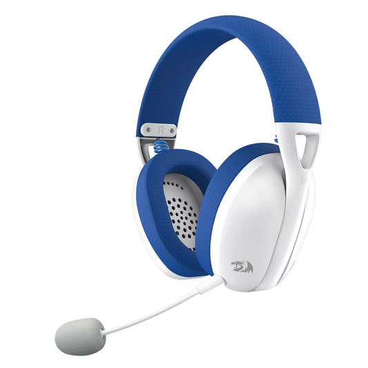 Auriculares Wireless REDRAGON IRE Blanco Azul Ultraligero con Mic Desmontable para PC y Consola