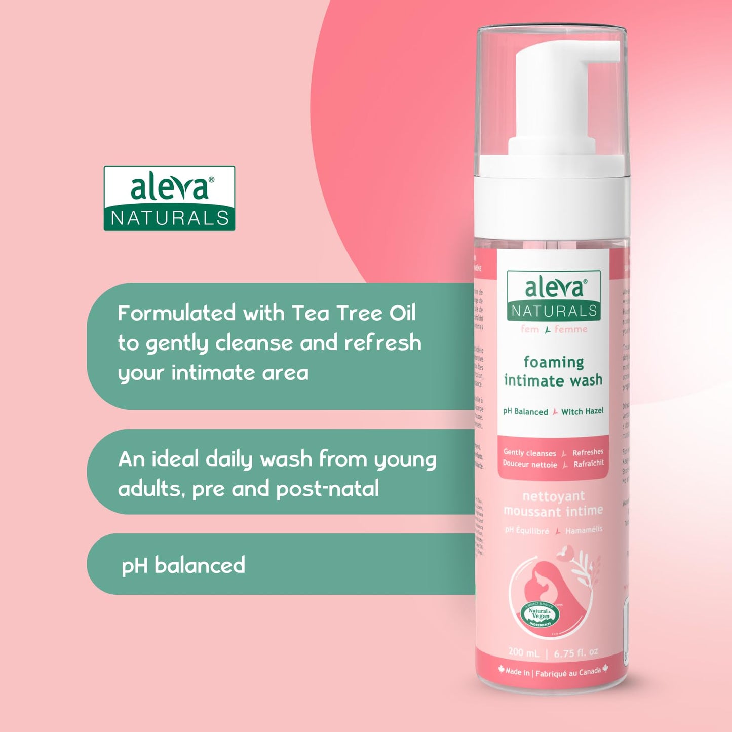 Aleva Naturals 37972 Foaming Fem Wash, 200ml
