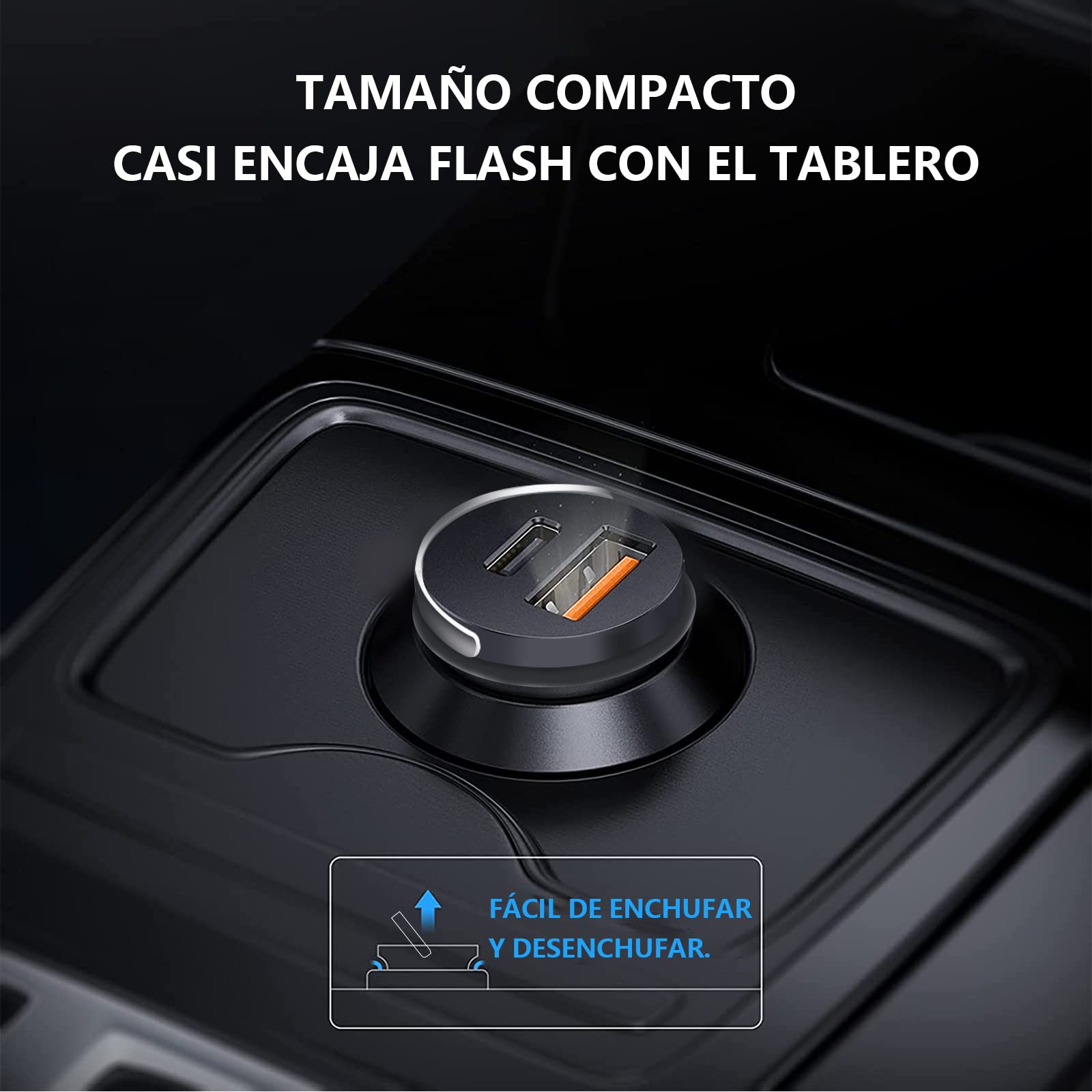 3en1 63W Fast Charger Cargador para Auto, Cargador de Coche,Carga Rápida Tipo C PD 45 W, Quick Charge QC 18W para Samsung S22 Ultra, S21 FE/S21+, para iPad Pro/Mini Redmi Xiaomi iPhone 14 Pro MAX