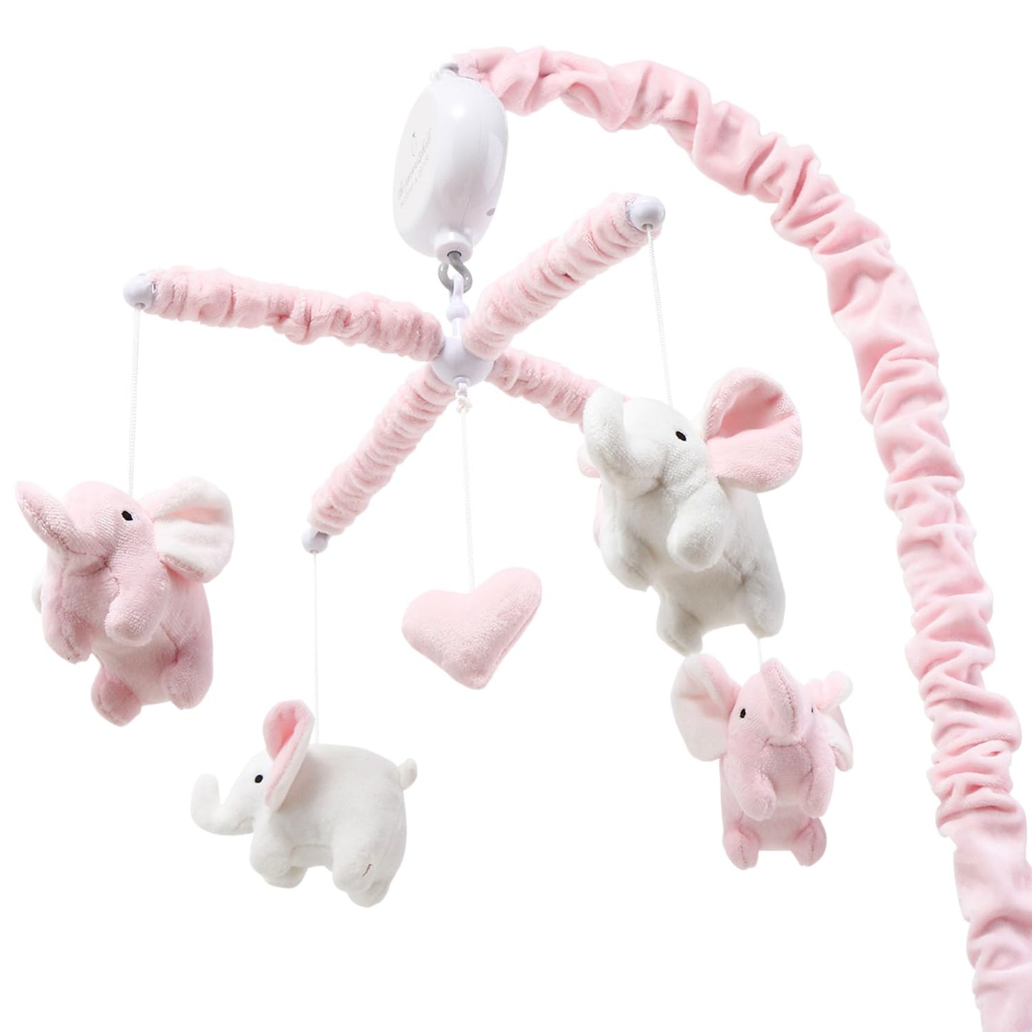 The Peanutshell Móvil de Cuna para Niñas - Móvil Musical Rosa Suave para Cuna de Bebé con 12 Canciones de Cuna, Lindo Elefante Decoración de Guardería Elefante Rosa para Bebé