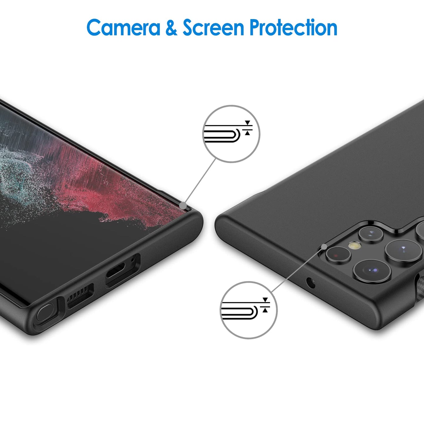 JETech Funda Fina para Samsung Galaxy S22 Ultra 5G 6,8 Pulgadas, Carcasa Delgada Teléfono con Choque-Absorción y Diseñado con Fibra de Carbono (Negro)