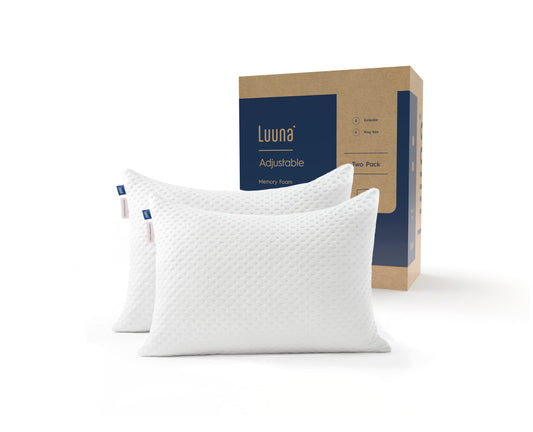 Luuna Almohada 2 Pack Estándar, Almohada Ajustable Firme, Memory Foam, Funda Lavable, Suavidad y Frescura Garantizada para tu Descanso, Paquete de 2 Almohadas