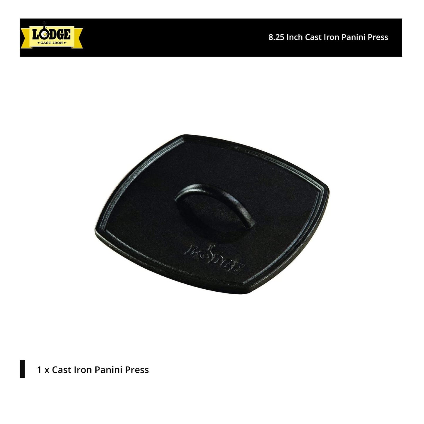 Lodge LPP3 - Prensa de panini cuadrada de hierro fundido, 21 cm