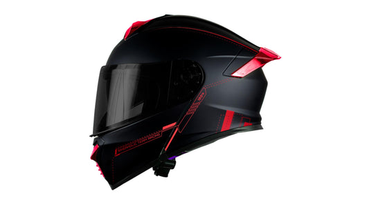 KOV Casco Metal Red Thunder ABATIBLE Rojo para Moto Certificado Dot (XX-Large)