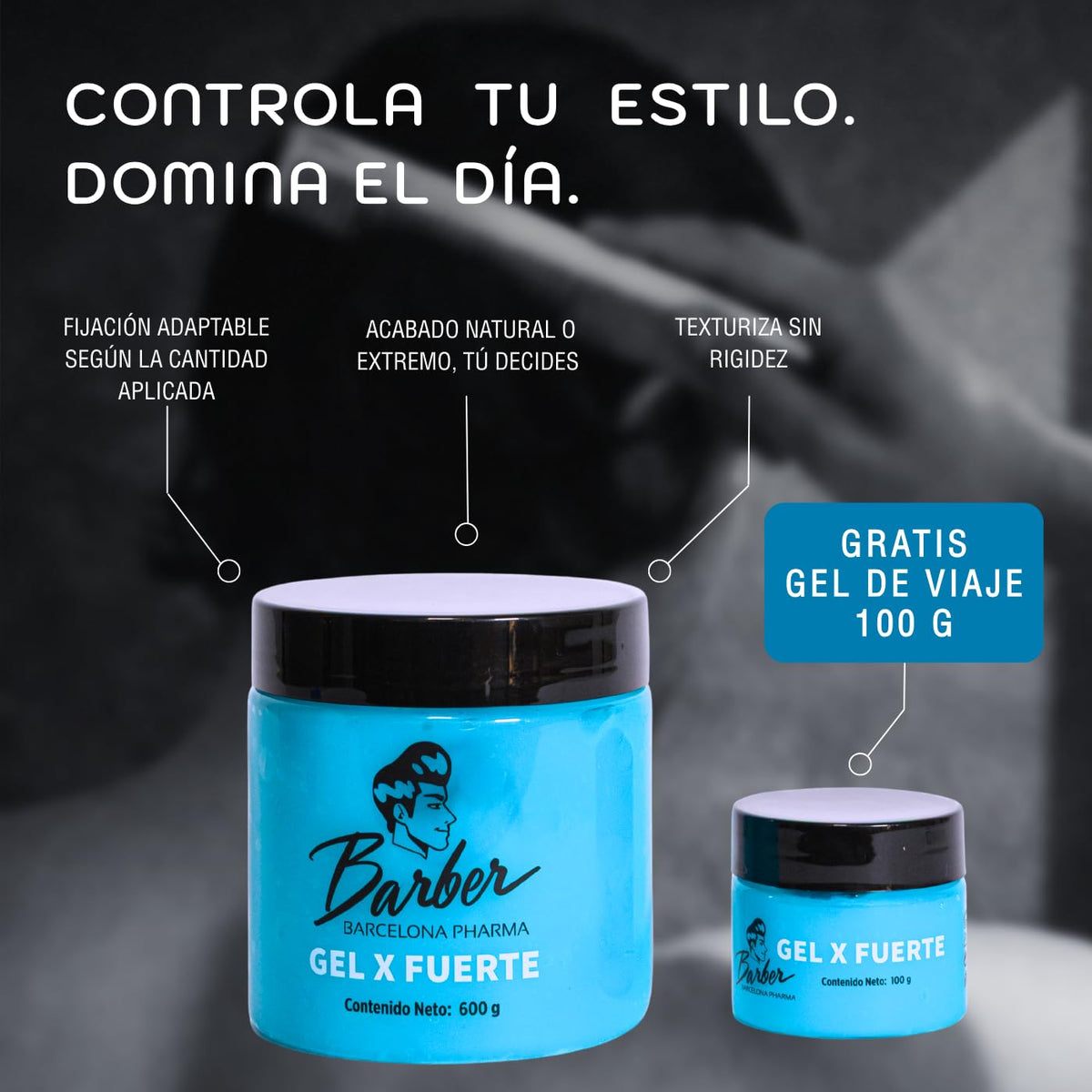 Gel para Cabello Hombre | Barber | Fijación Firme | Sin Alcohol | 700g