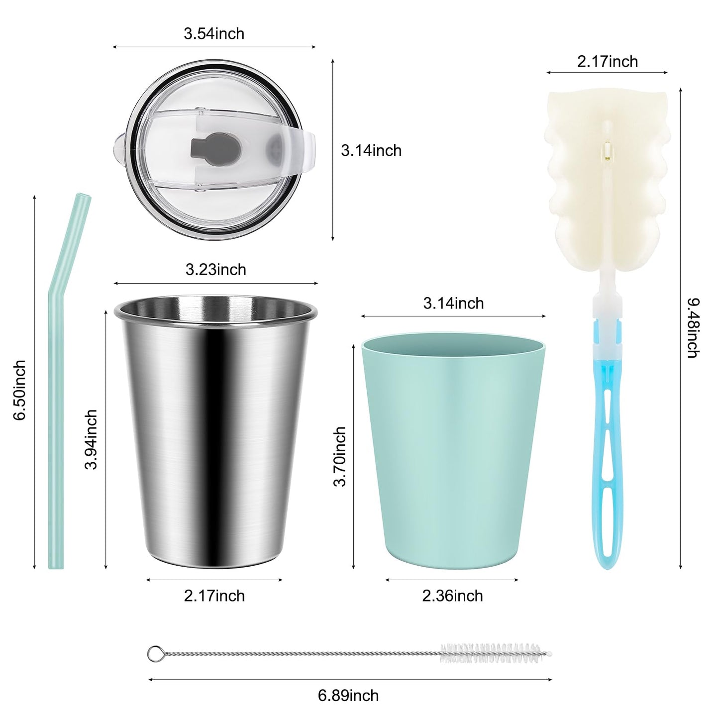 Rommeka Tazas para niños a prueba de derrames, paquete de 4 de 12 onzas, tazas de acero inoxidable para niños pequeños con pajitas y tapas, taza con boquilla con fundas de silicona, tazas para niños