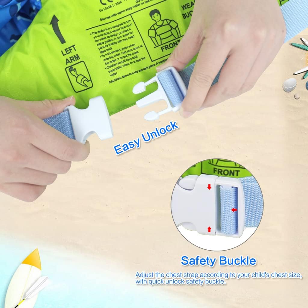Gogokids Chaleco de natación para niños, flotadores para niñas y niños de 9-13-18-23 kg, flotadores de alberca con alas de Agua y Correa de Hombro para niños de 2-6 años