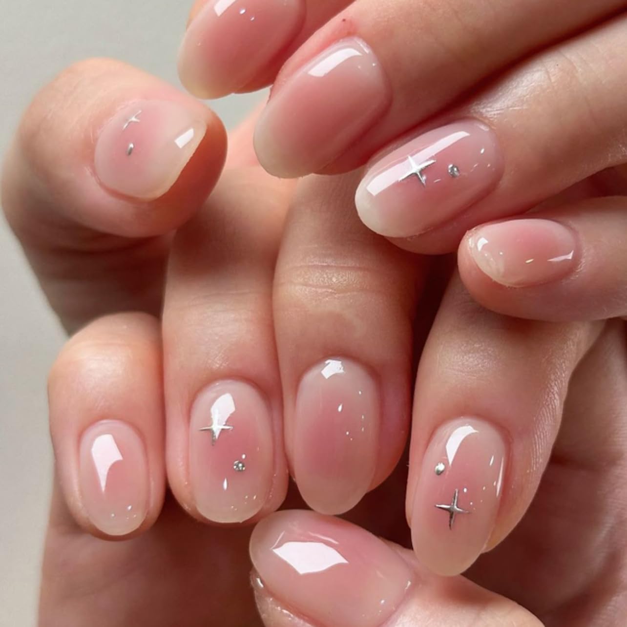 Uñas Postizas de Cortas Largas de Francesa, Adhesivas Uñas Press on Nails de Cobertura Completa, Uñas Falsas Decoradas Acrílico Natural para Mujeres y Niñas (G, 1ml)