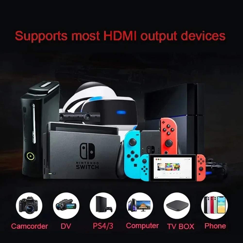 CARYWON Capturadora de Video HDMI, 4K HDMI a USB 3.0 Convertidor Video, Tarjeta de Captura de Video 1080P @ 60Hz con Entrada de Micrófono de 3.5 mm para Windows/Linux/OBS Grabación de Enseñanza