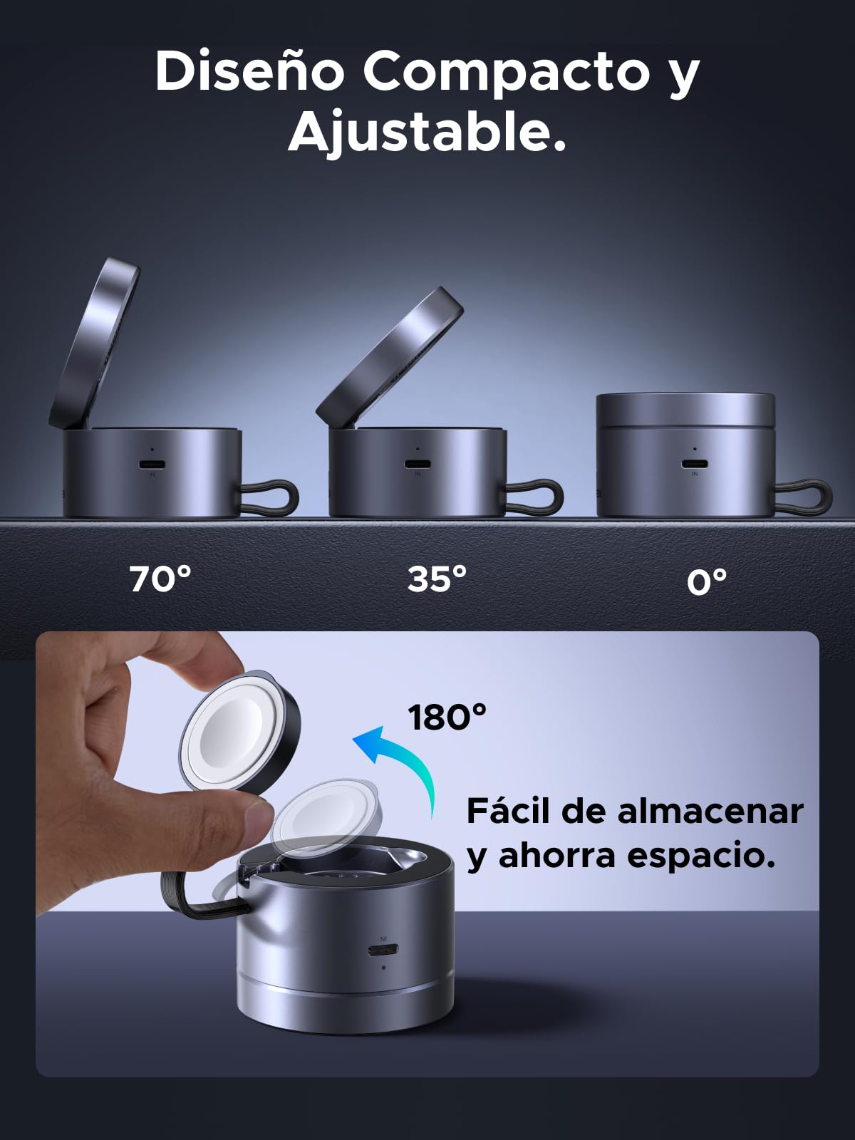 Cargador Inalámbrico Rápido UGREEN MagFlow Negro Plegable para iPhone y AirPods