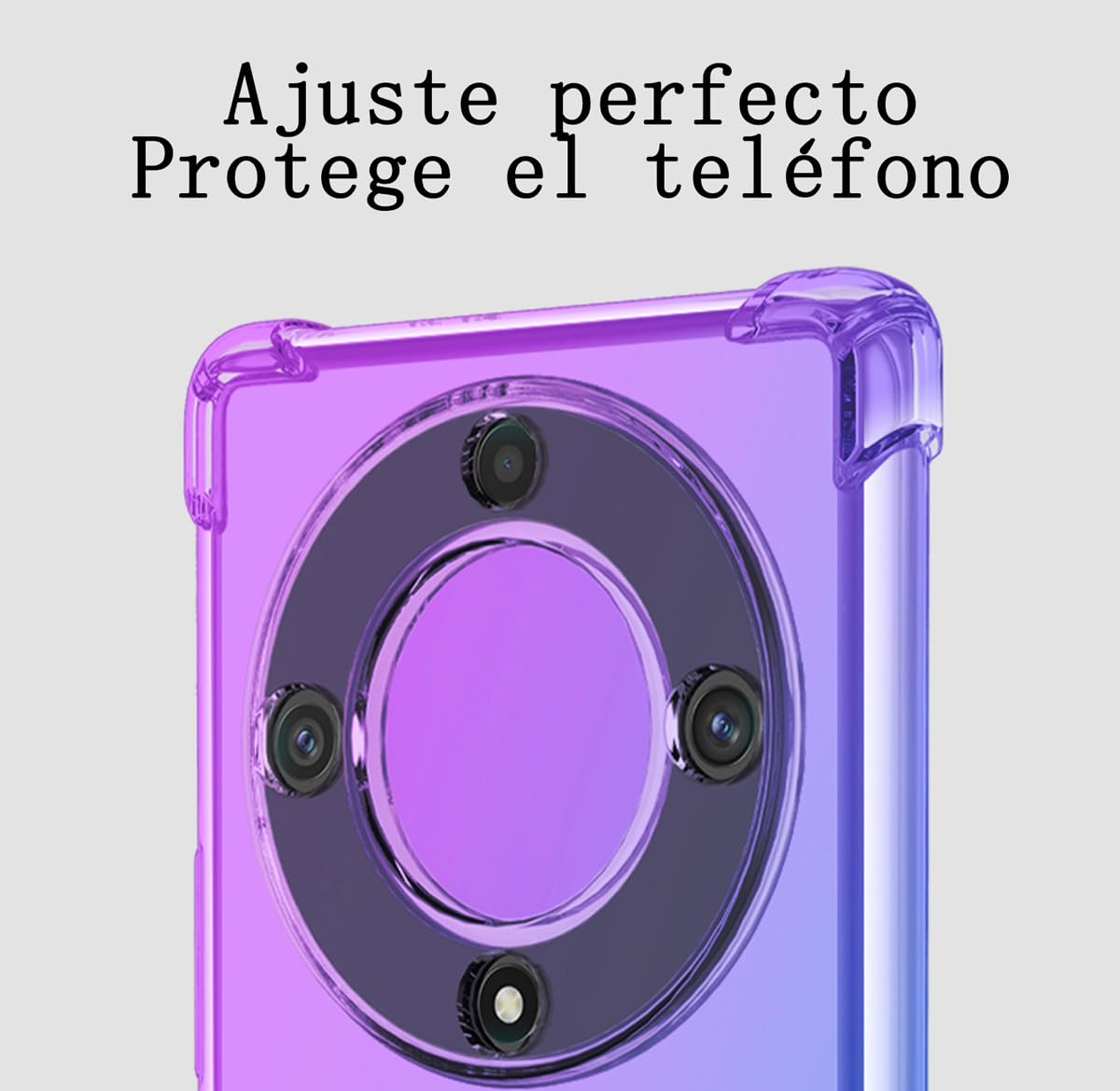 DABUNA Funda para Honor Magic 5 Lite 5G y Honor X9A Case Uso Rudo,Transparente Colores Degradados Protectora de Cámara Anticaída Carcasa Bumper(Púrpura Azul)