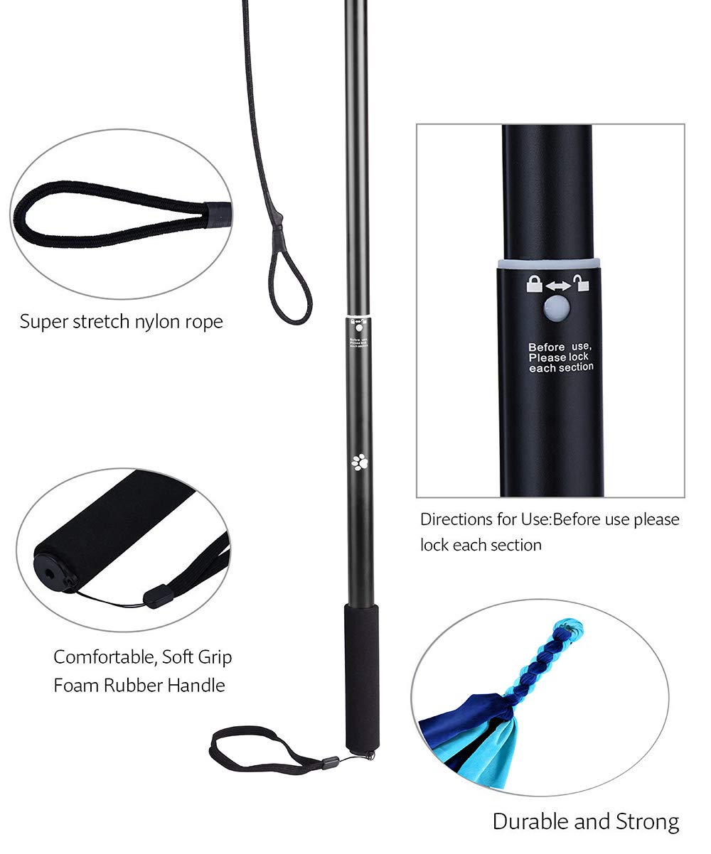 GoodsBeauty - Palo de coqueteo extensible con 2 abrazaderas de cuerda trenzada para perros entretenimiento, tren y ejercicio, color negro, talla L, Azul (New Blue)