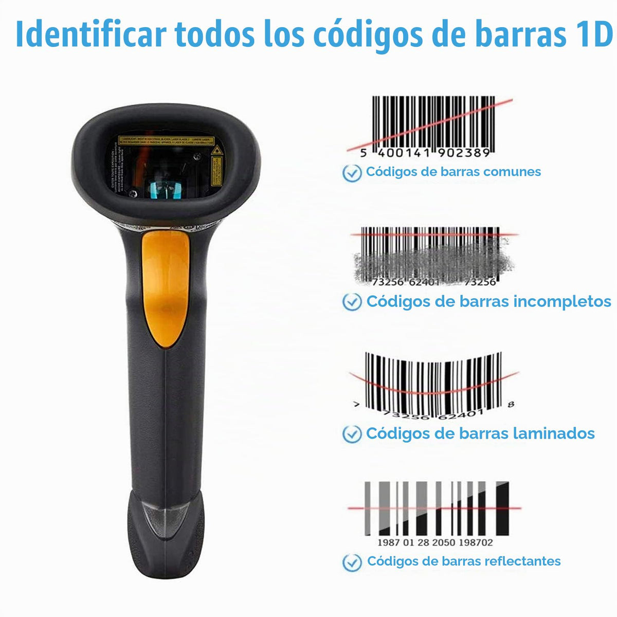 Escáner de Código de Barras 1D Symbol LS2208 Negro bidireccional de Uso General