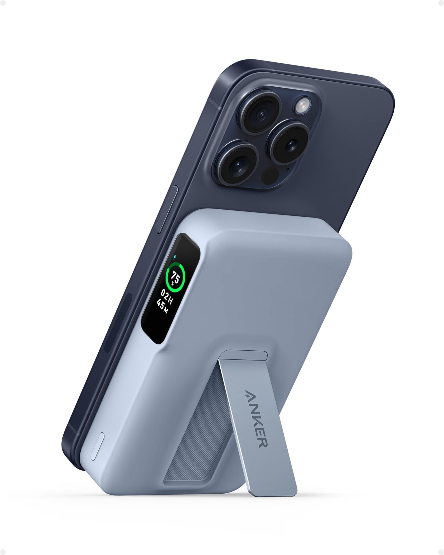 Powerbank Anker MagGo Negro Certificado Qi2 Carga Ultrarápida 15W Compatible con MagSafe 10000mAh Pantalla Inteligente y Soporte Plegable para iPhone 15/14/13/12