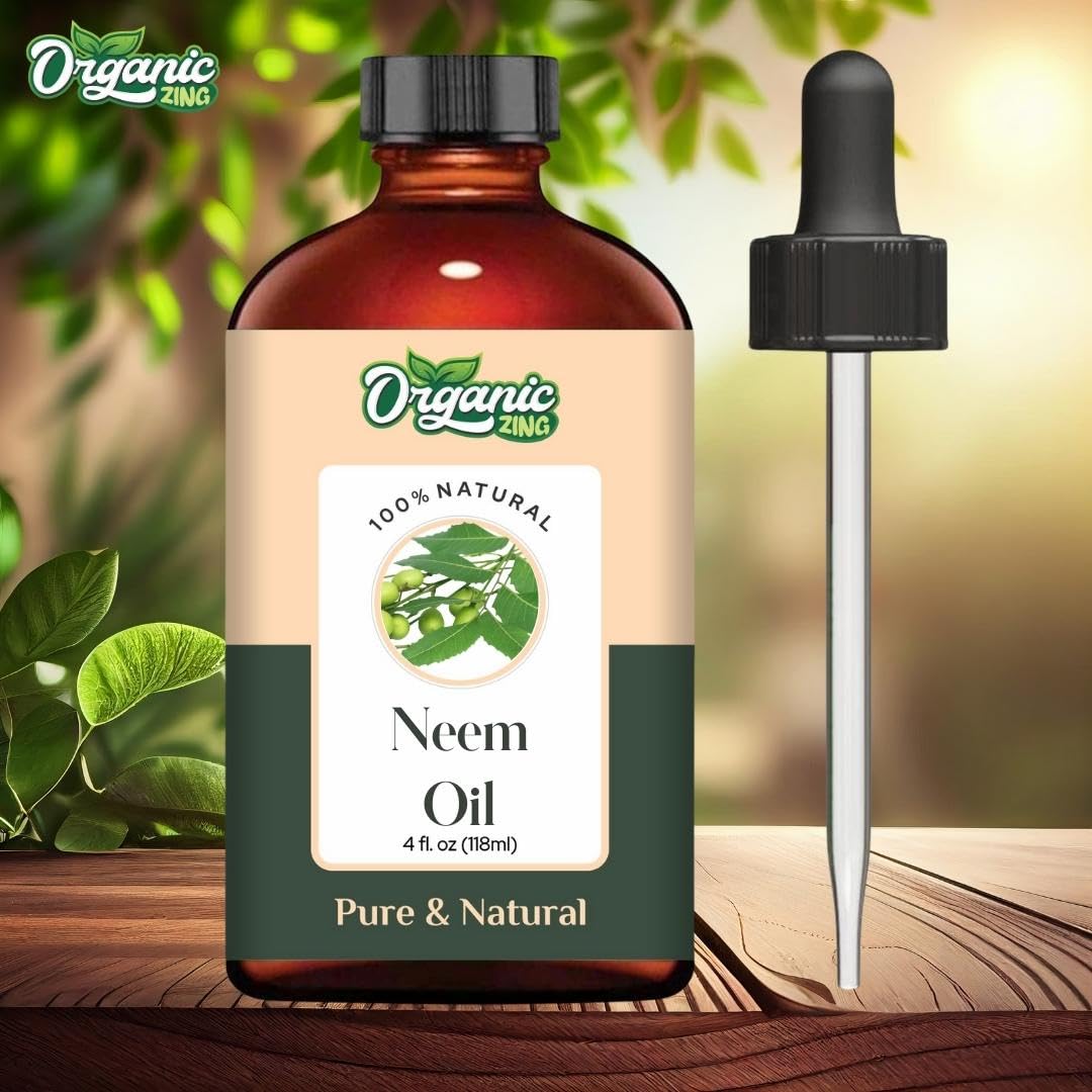 Organic Zing Neem (Azadirachta Indica) Oil | Pure & Natural Carrier Oil for Skin Care & Hair Care - 118ml/3.99fl oz