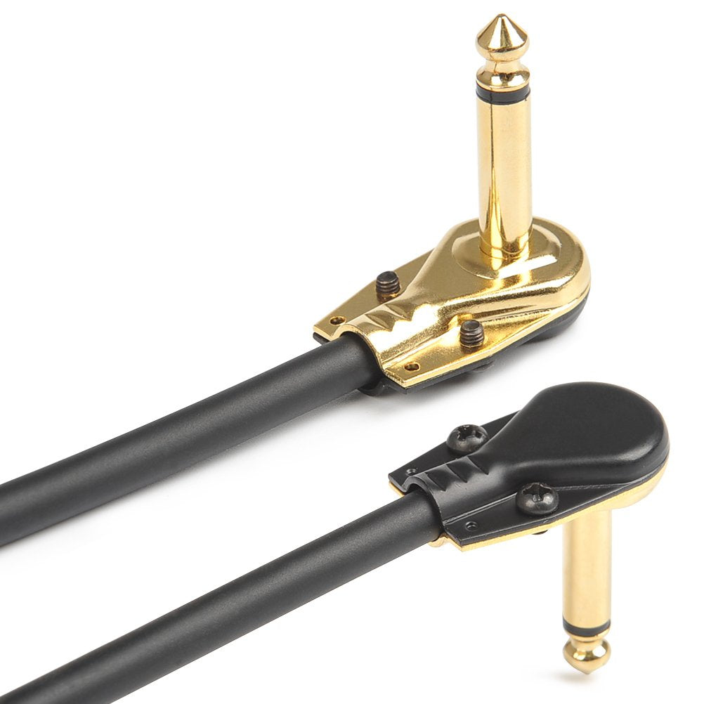 TIMESETL - Paquete de 6 cables de conexión para guitarra de 6 pulgadas, ultra silenciosos, pedal de efecto instrumento, 1/4 pulgadas, diseño de panqueques de perfil bajo