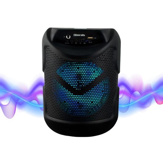 LINK BITS SA693T Bocina Bluetooth 6.5 Pulgadas, Radio FM Altavoz Inalámbricos Portátiles, Graves Potentes, Tarjeta TF, Reproducción USB, bafle Karaoke para Fiesta con Luz Led, Recargable Speaker.