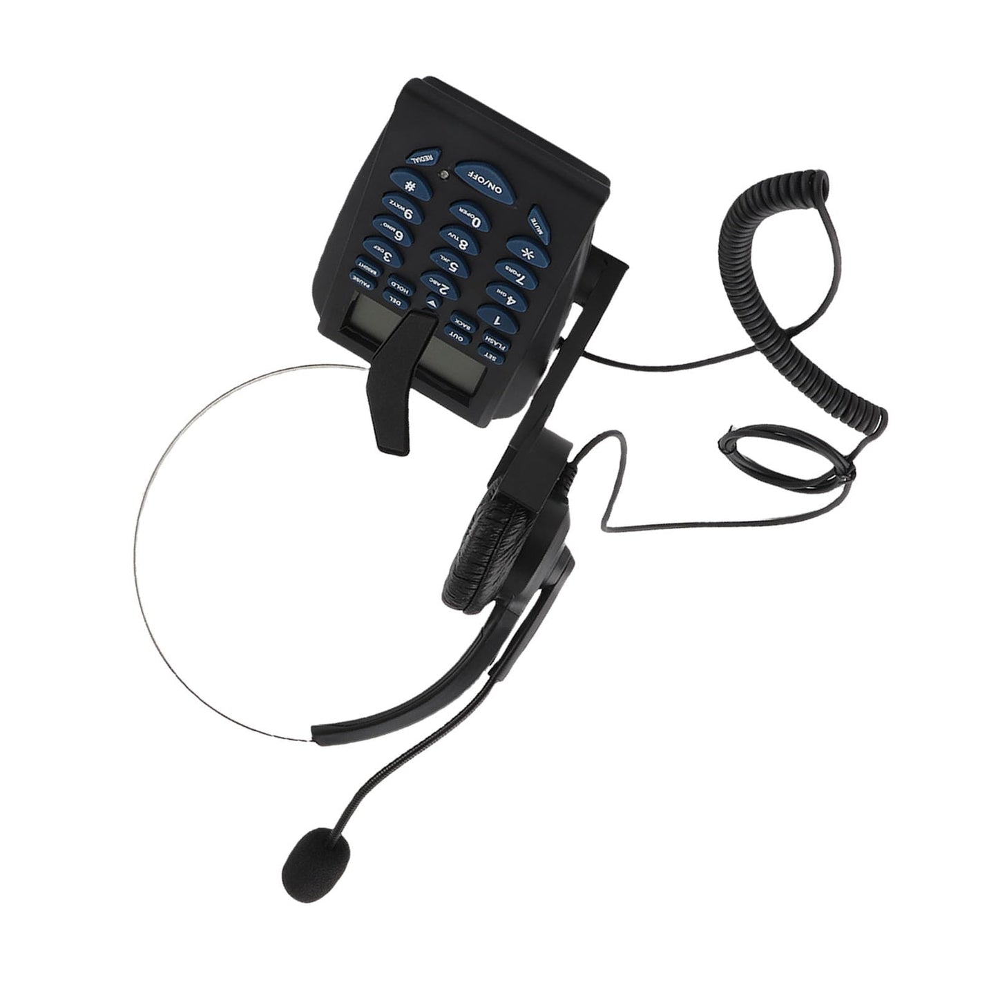 ASHATA Mini FSK/DTMF Business Teléfono Fijo,Centro de Llamadas Teléfono con Auriculares Manos Libres,Call Center Teléfono con Cable Retroiluminación para Oficina,Contestar Automática/Manual