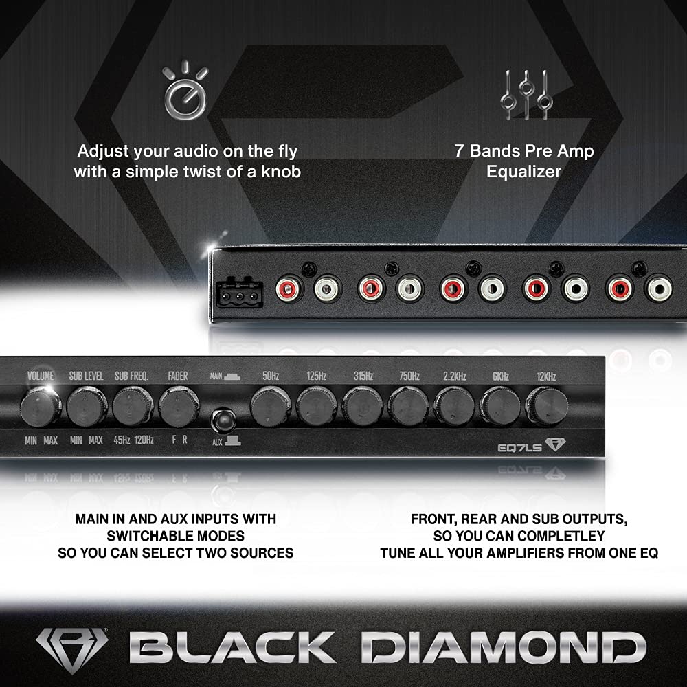 BLACK DIAMOND EQ7LS: Ecualizador gráfico de 7 Bandas con sección de Control de subwoofer