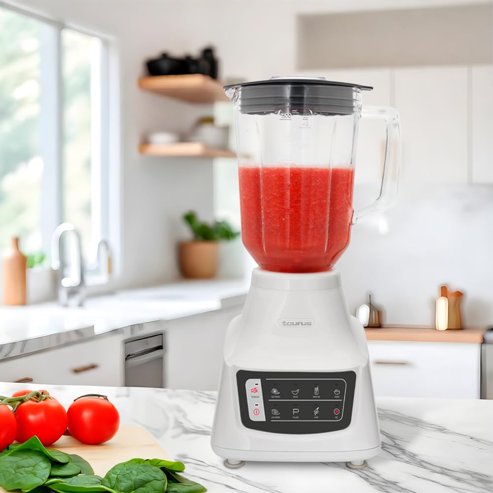 Licuadora Taurus Potenza Comfort Vidrio 1.5L 1050 Watts con 50% Menos Ruido y 9 Funciones