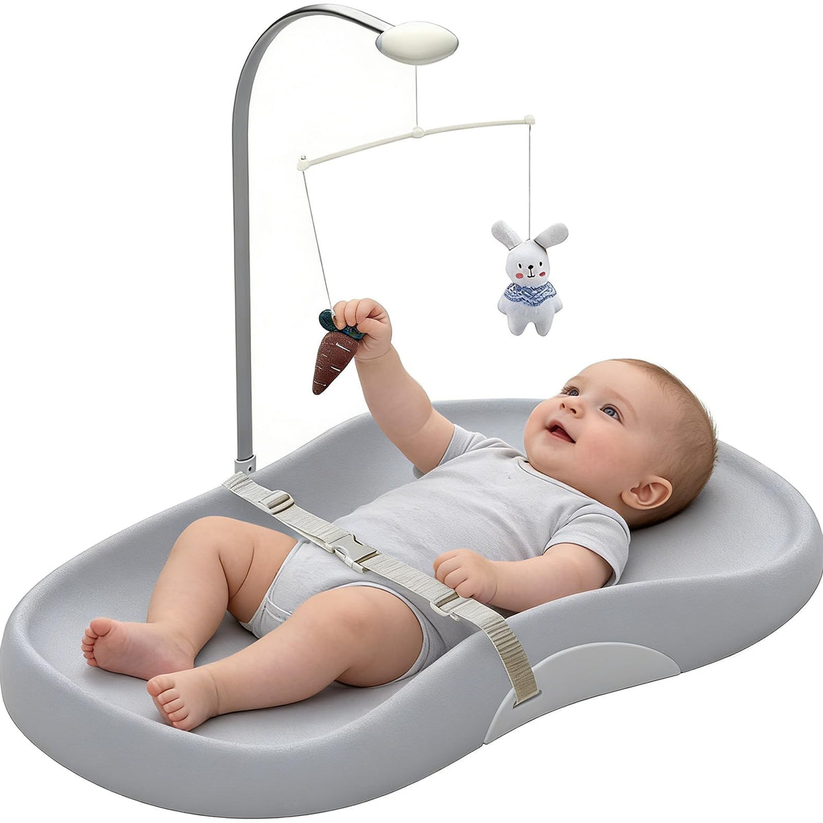 Cambiador para Bebe Lavable E Impermeable 74x44.5cm,Con Correas de Seguridad Suave,Antideslizantes Y Ajustables,Cambiador de Pañales para Bebe para Cambiar Pañales,Ropa,Aplicar Crema Hidratante (Gris)