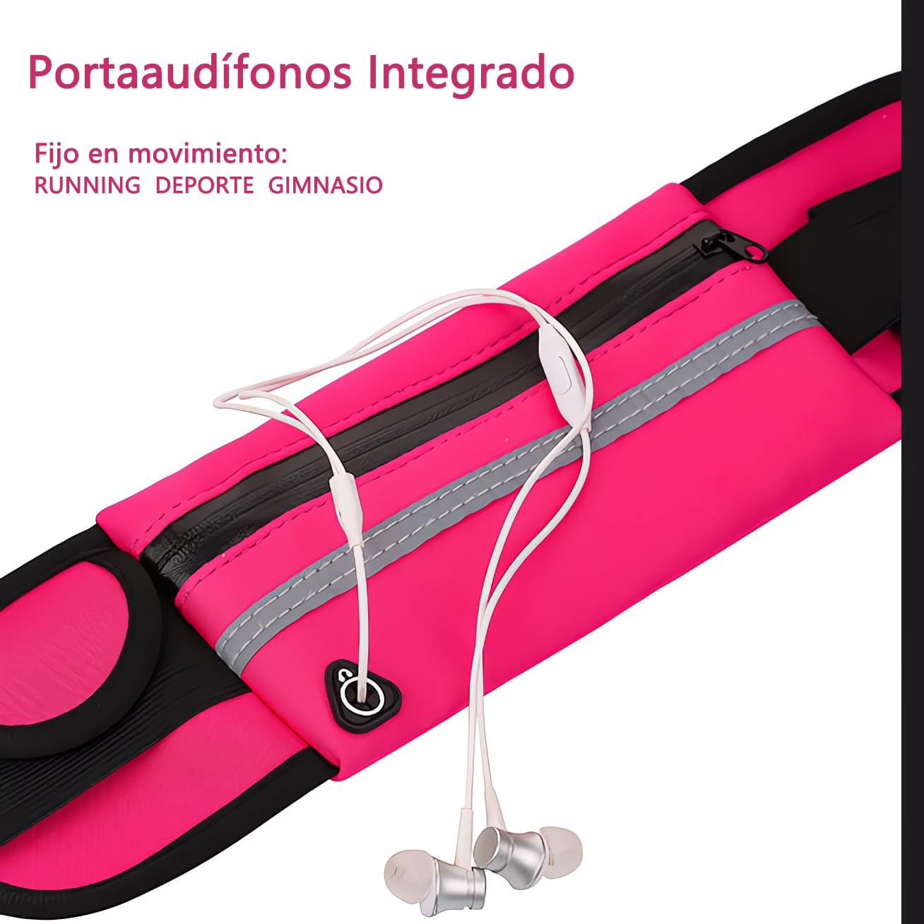 Cangurera para Correr 2 Piezas - Impermeable, Ajustable con Bandas Reflectantes - Bolsa Deportiva Unisex para Running/Hiking (Negro + Rosa)