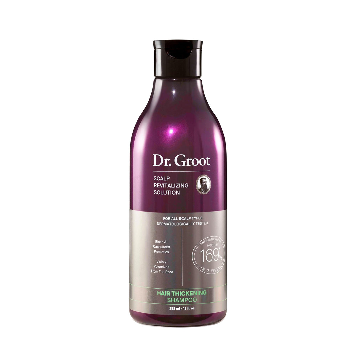 Dr. Groot Scalp Revitalizing Solution Hair Thickening Shampoo | With Biotin and Prebiotics | Clinically Proven to Help Visibly Volumize Thin, Damaged or Dry Hair | 385 ml/13 fl. oz.