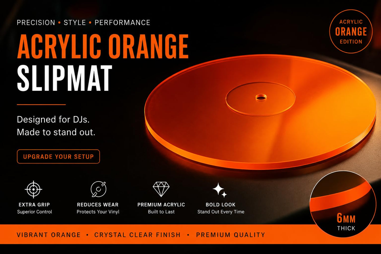 "SpinTunes- “Tapete Giratorio, tapete de acrílico para Tocadiscos de Vinilo LP de 2.7 mm de Grosor para un Mejor Soporte de Sonido en Tocadiscos Proporciona baj
