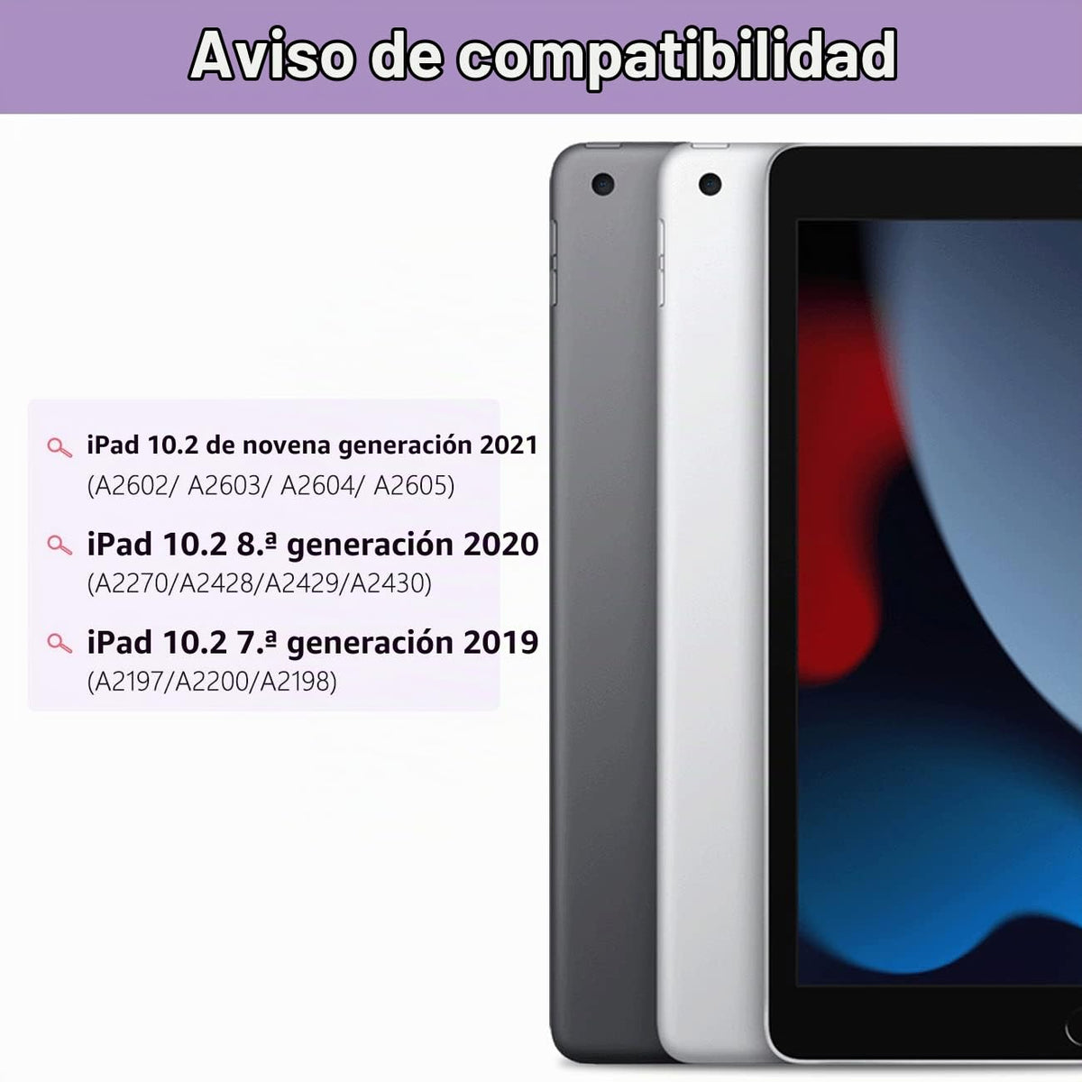 Funda Teclado Touchpad iPad 10.2 Morado Giratoria 360° Con Portapluma