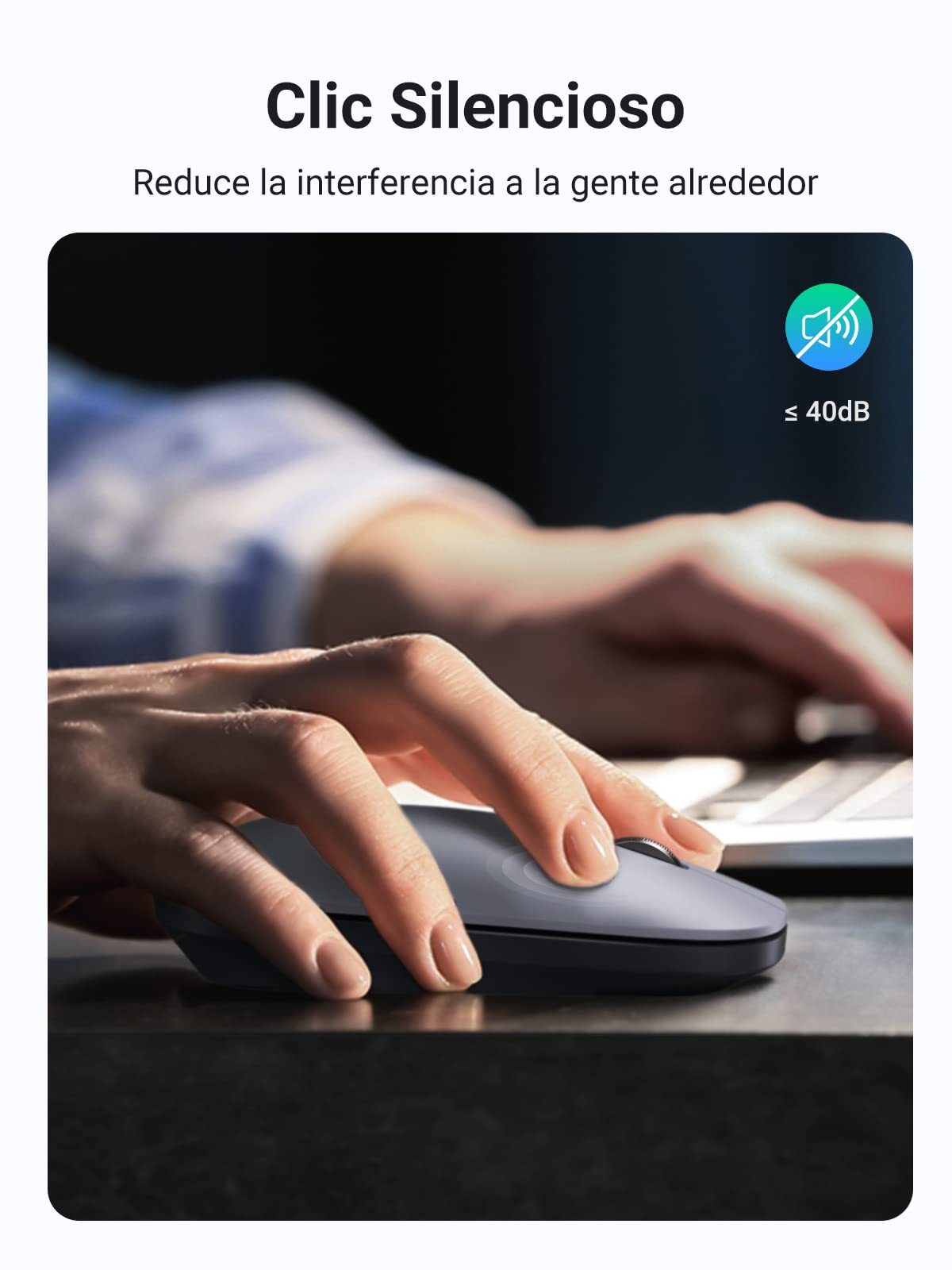 Ratón Inalámbrico UGREEN Gris Bluetooth y USB 2.4G Silencioso 4000 dpi