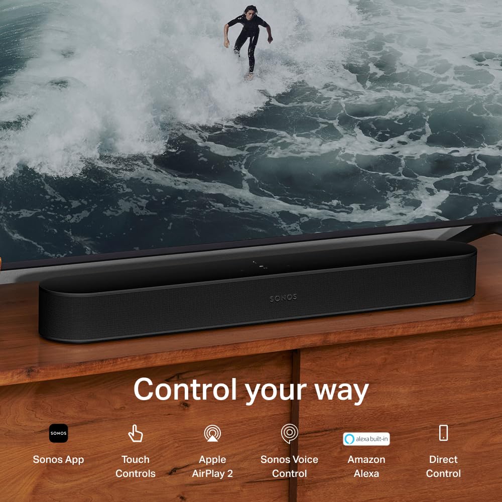 Sonos Beam (Gen 2) Barra de Sonido Inteligente para TV de tamaño Compacto con tecnología Dolby Atmos