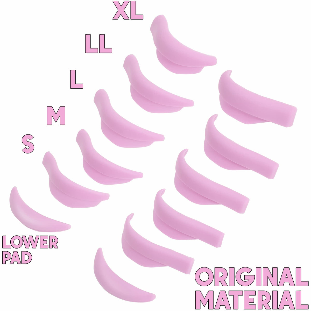 Libeauty - Juego de 10 varillas de silicona para levantamiento de pestañas, color rosa, supersuaves, tamaño 5 SMM1M2L, reutilizables para rizador de pestañas, con funda de almacenamiento de poliuretano premium (mezcla)