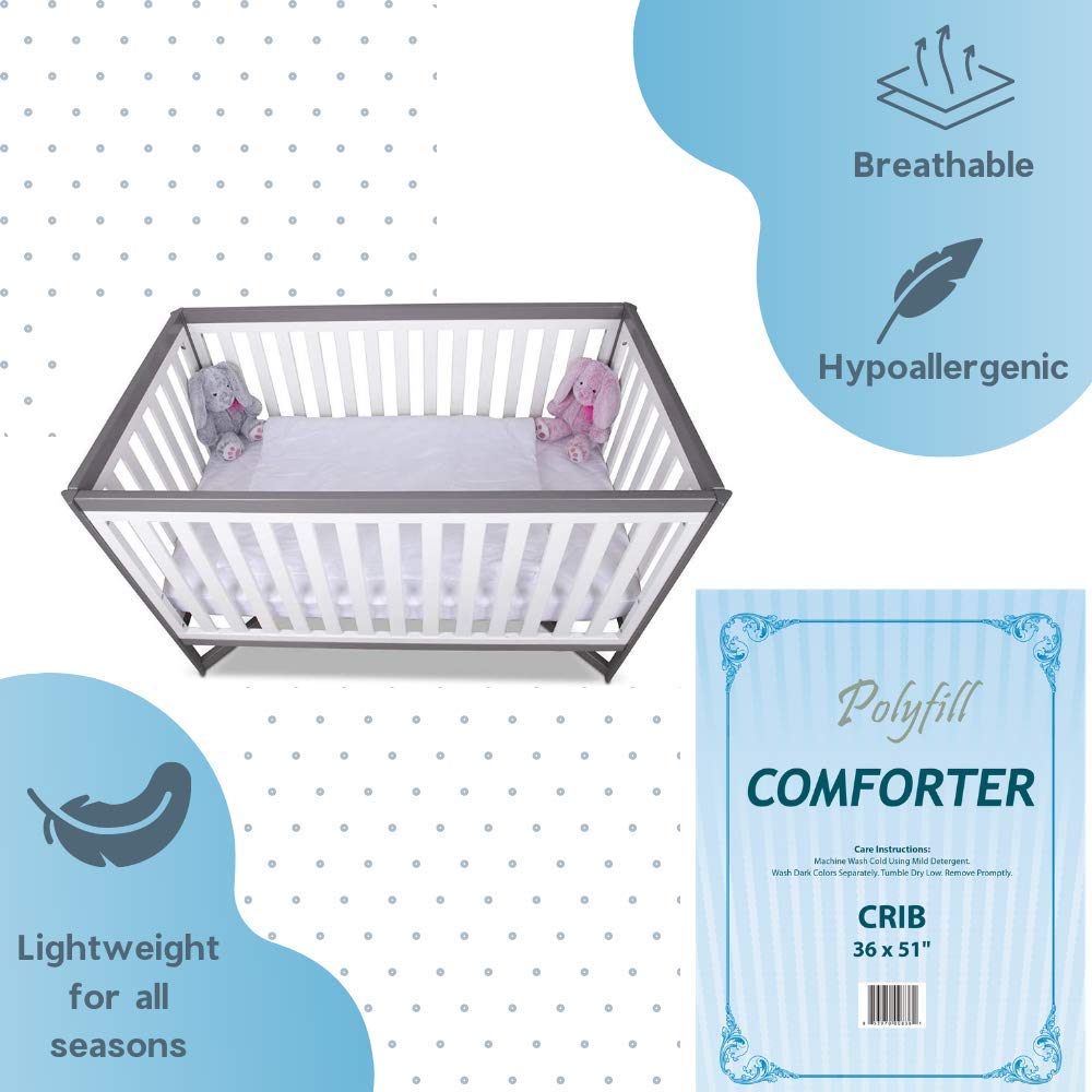 Polyfill - Edredón para cuna y cama, ligero y transpirable, para bebé (36 x 51), color blanco