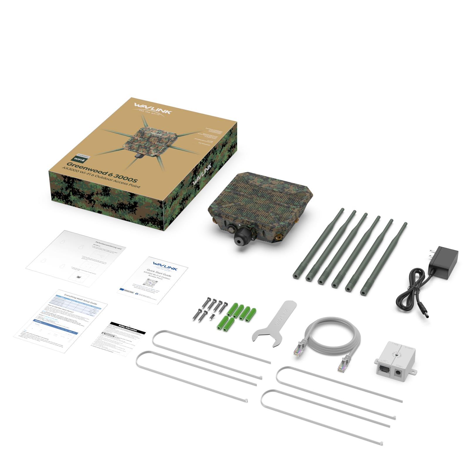 Punto de Acceso WAVLINK WiFi6 Blanco Doble Banda AX3000 para Exteriores con Antenas de Alta Ganancia y Gabinete IP67