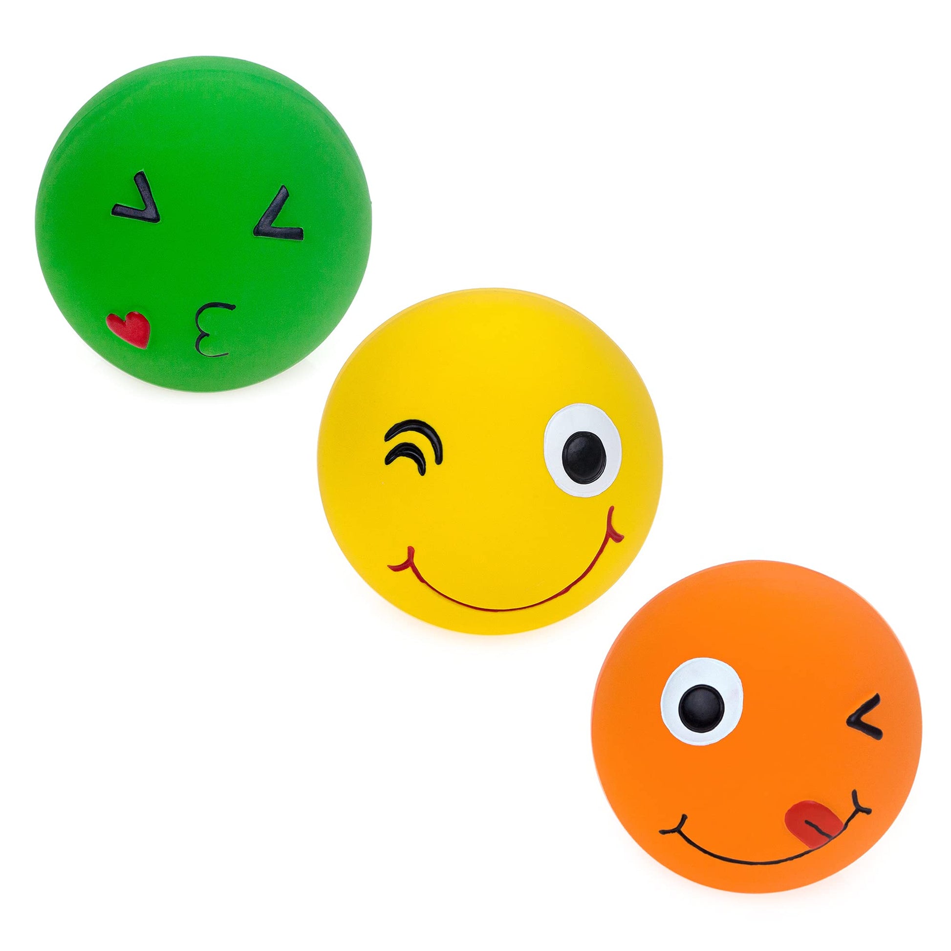 Chiwava 3 Paquetes 2,8 Pulgadas Juguete de látex para Perro chillón Bolas de Cara Sonriente Juego Interactivo de búsqueda para Perros pequeños y medianos