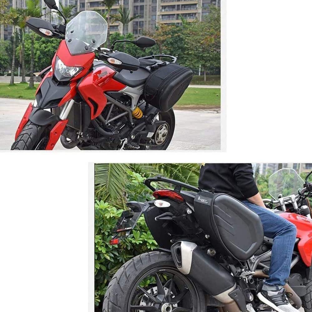 Alforjas de Motocicleta Universal Cuero PU Impermeable Capacidad Ampliable