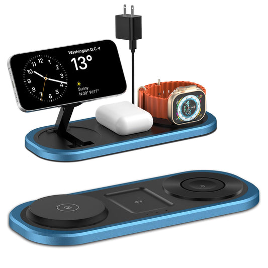 Cargador inalámbrico 3 en 1, estación de Carga magnética Plegable para Magsafe para iPhone 16/15/14/13/12/Pro MAX/Pro/Mini/Plus, Apple Watch 10/9/8/7/SE/6/5/4/3/2/1/Ultra2/Ultra, AirPods pro/2/3/4
