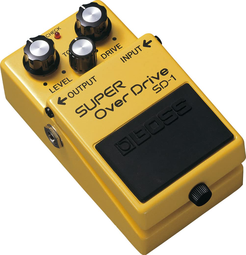 Boss SD-1 Super OverDrive Paquete con adaptador de corriente, cable de instrumento, cable de conexión y púas BOSS